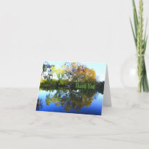 Folded Thank You Card Nature river trees reflction