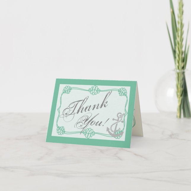 Folded Thank You Card Nautical Knot Anchor Tiff (Front)
