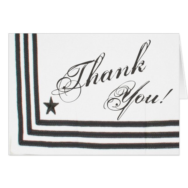 Folded Thank You Card Navy Summer Dress Whites Uni (Front Horizontal)