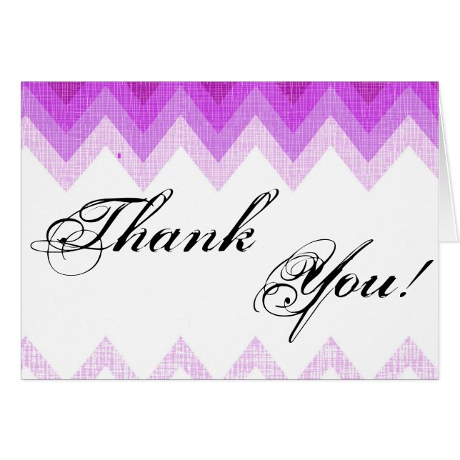 Folded Thank You Card Ombre Purple Chevron (Front Horizontal)