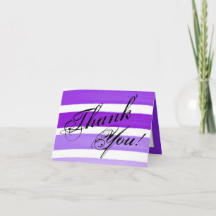 Folded Thank You Card Ombre Stripe Purple Line Fad