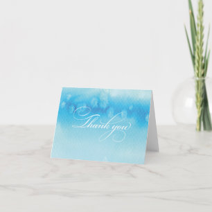 FOLDED THANK YOU CARD ombre watercolor aqua blue