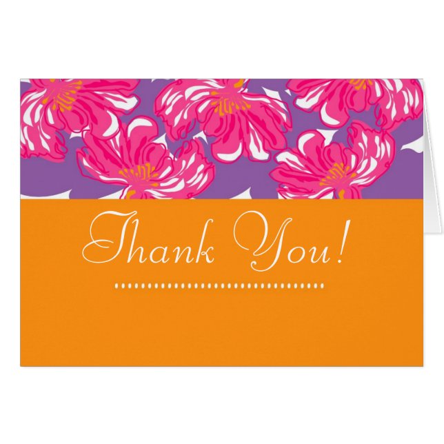 Folded Thank You Card Orange and Purple Banner (Front Horizontal)