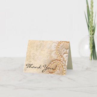 Folded Thank You Card Pearl & Lace