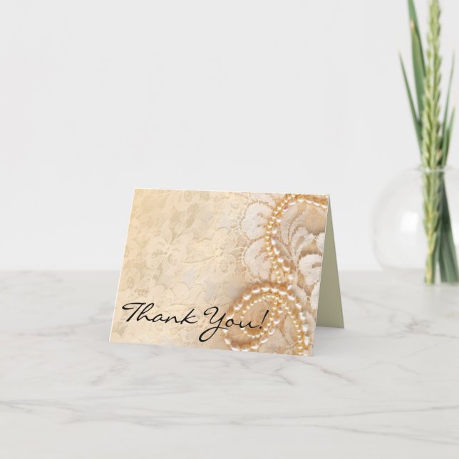 Folded Thank You Card Pearl & Lace (Front)