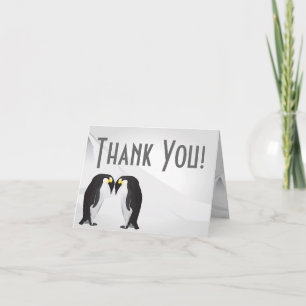 Folded Thank You Card Penguins Mate for Life Gray