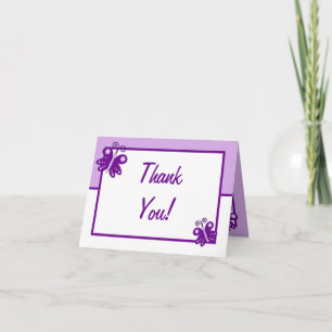 Folded Thank You Card Purple Spring Time Butterfly