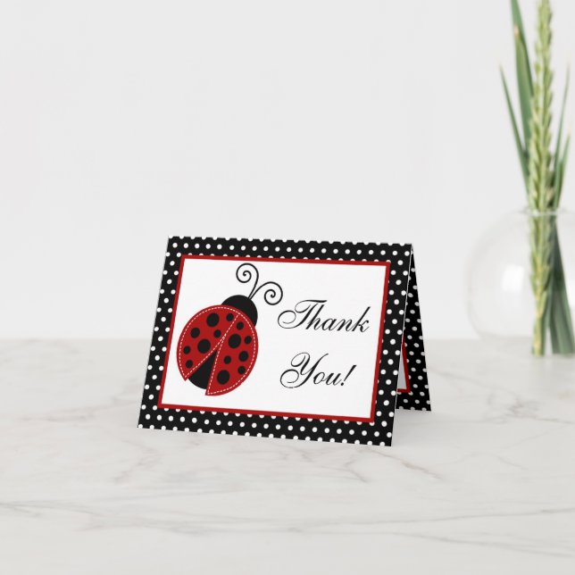 Folded Thank you Card Red Ladybug (Front)