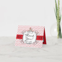 Folded Thank You Card Red Polkadot Sock Monkey Toy