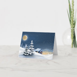 Folded Thank You Card “Snowing in the village“
