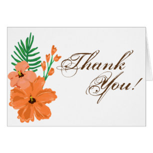 Folded Thank You Card Spring Hibiscus Flower Hawai
