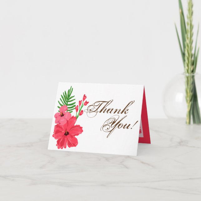 Folded Thank You Card Spring Hibiscus Flower Hawai (Front)