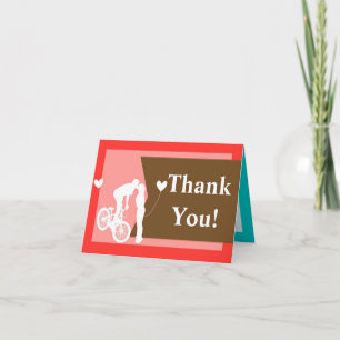 Folded Thank You Card Teen Love Couple on Bicycle