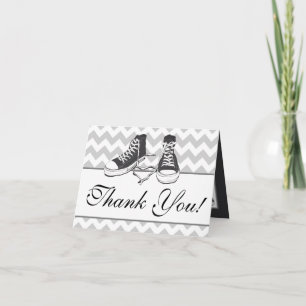 Folded Thank You Card Teenage Sneakers Chevron Str