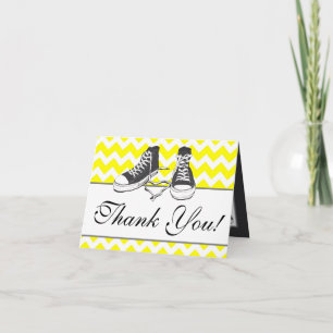 Folded Thank You Card Teenage Sneakers Chevron Str