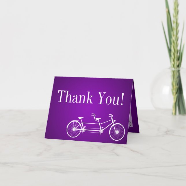 Folded Thank You Card Whimsical Purple Double Bike (Front)