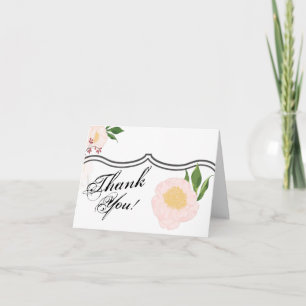 Folded Thank You Card White Floral Flowers on Whit