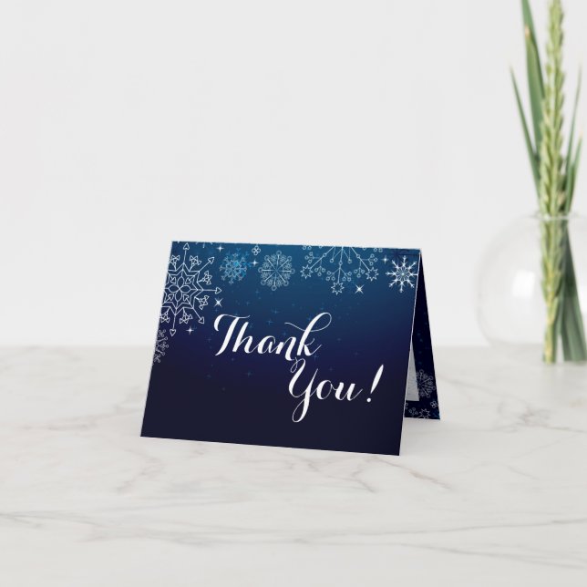 Folded Thank You Card Winter Snowflakes Snow Ice (Front)
