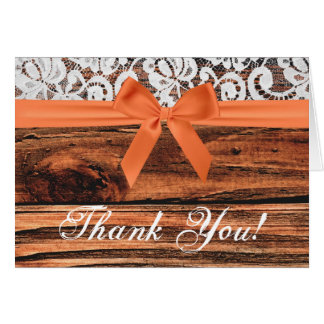 Folded Thank You Card Wooden & Lace