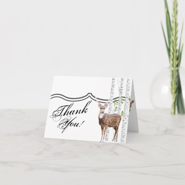 Folded Thank You Card XMASDeer Doe Woodland Buck L (Front)