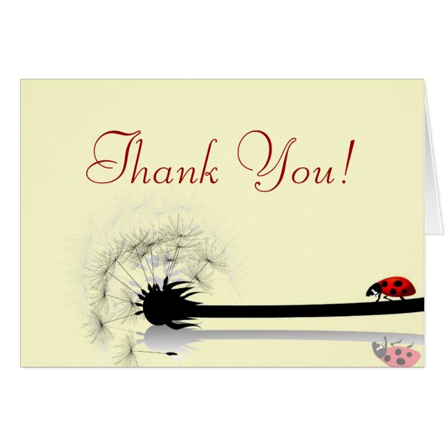 Folded Thank You Card Yellow and Lady Bug (Front Horizontal)