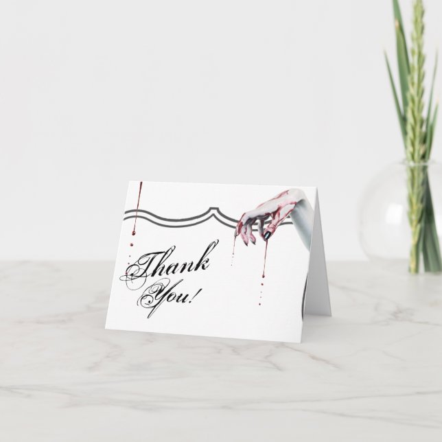 Folded Thank You Card zombie blood drip vampire Go (Front)