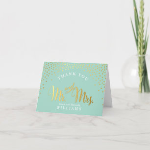 FOLDED THANK YOU mini spot confetti gold mint