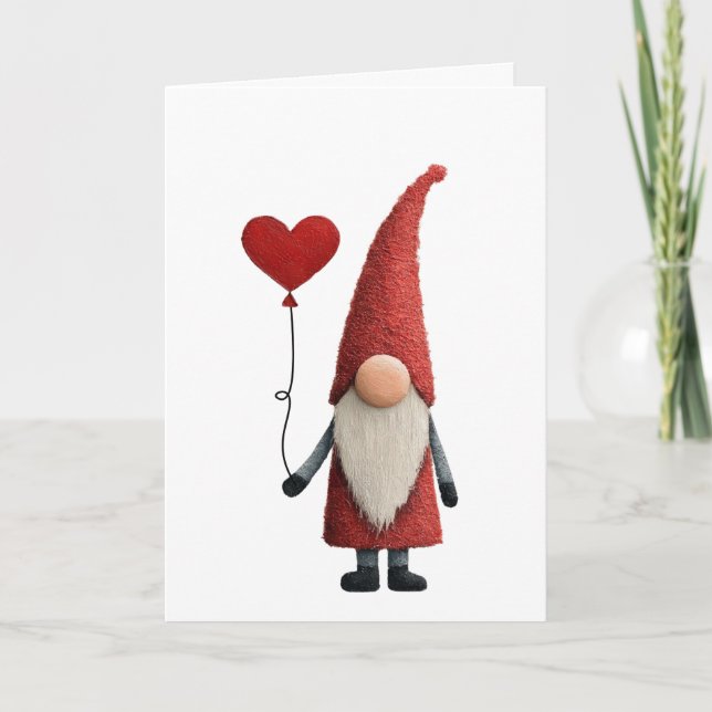 Folded Valentine Greeting Card-Gnome Card (Front)