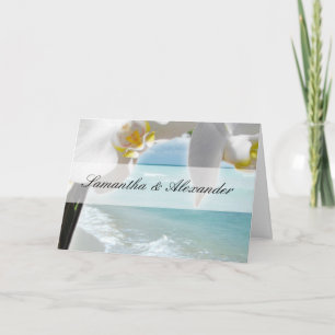 Folded Wedding Invitation, Aqua Beach Orchid Invitation