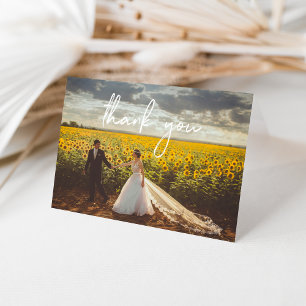 Folded Wedding Thank You Card - White Script