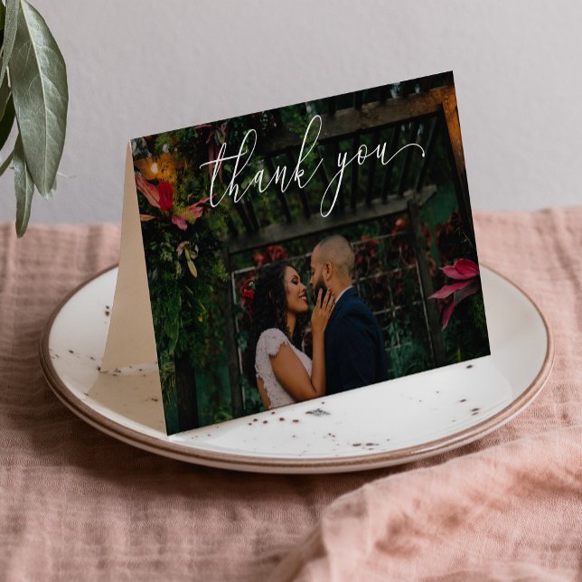 Folded Wedding Thank You Card - White Script (Creator Uploaded)