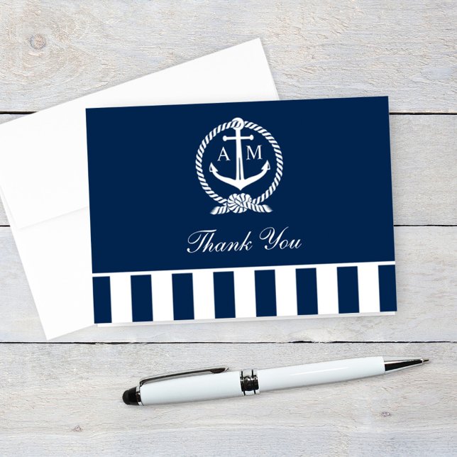 Folded Wedding Thank You Notes | Nautical Stripes (Creator Uploaded)