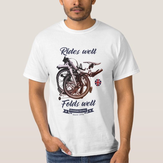 Folding bike. Rides well, folds well. T-Shirt (Front)