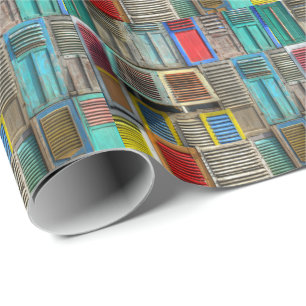 Folding Boxing Shutters Windows House Casement Sun Wrapping Paper