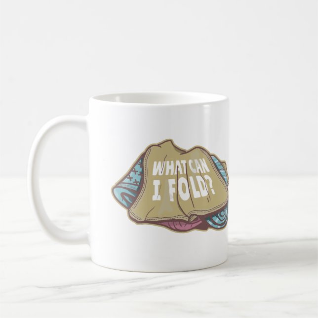 Folding clothes, laundry day coffee mug (Left)