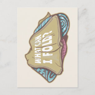 Folding clothes, laundry day postcard