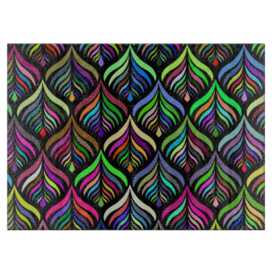 Folding Colours Abstract Rainbow Glass Cutting Board
