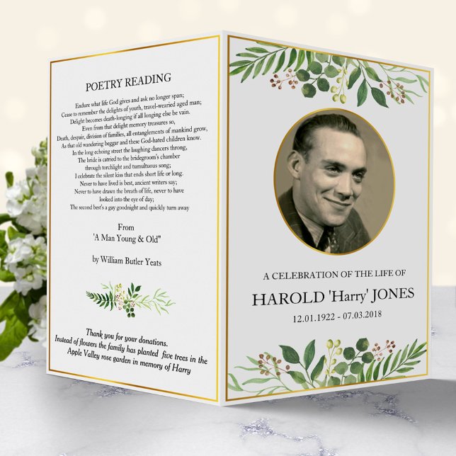Folding funeral pamphlet, father, memorial program flyer (Creator Uploaded)