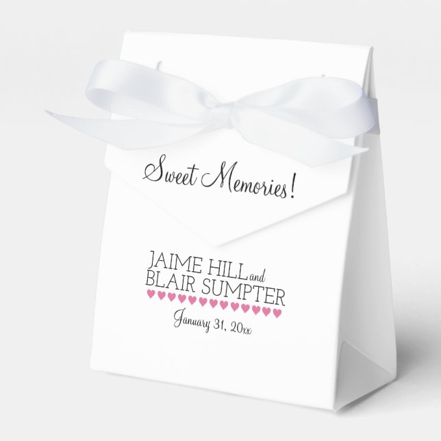 Foldover Cake Bag Typography Pink Heart Favour Box (Front Side)