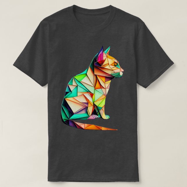 Foldy Feline Origami Cat T-Shirt (Design Front)