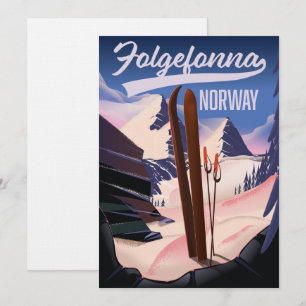 Folgefonna norway ski poster. invitation