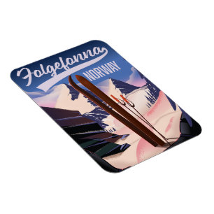 Folgefonna norway ski poster. magnet