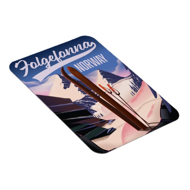 Folgefonna norway ski poster. magnet (Right Side)