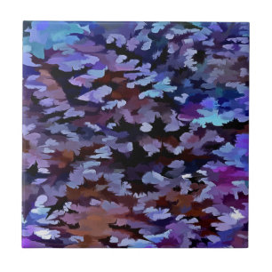 Foliage Abstract In Blue and Lilac Tones Ceramic Tile