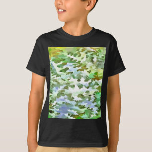 Foliage Abstract Pop Art In White Green and Powder T-Shirt