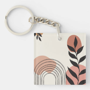Foliage abstract shapes key ring