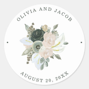 Foliage and Floral   Sage Green Wedding Classic Round Sticker