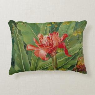 Foliage and Flowers of a Madagascar Plant by North Decorative Cushion