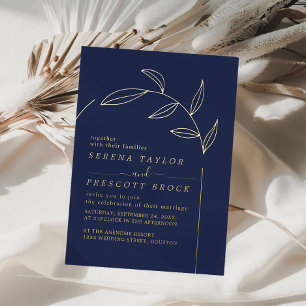 Foliage Arch Script Wedding Real Foil Invitation
