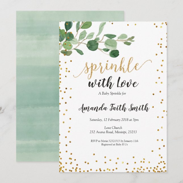 Foliage Baby Sprinkle Card Invite botanical (Front/Back)